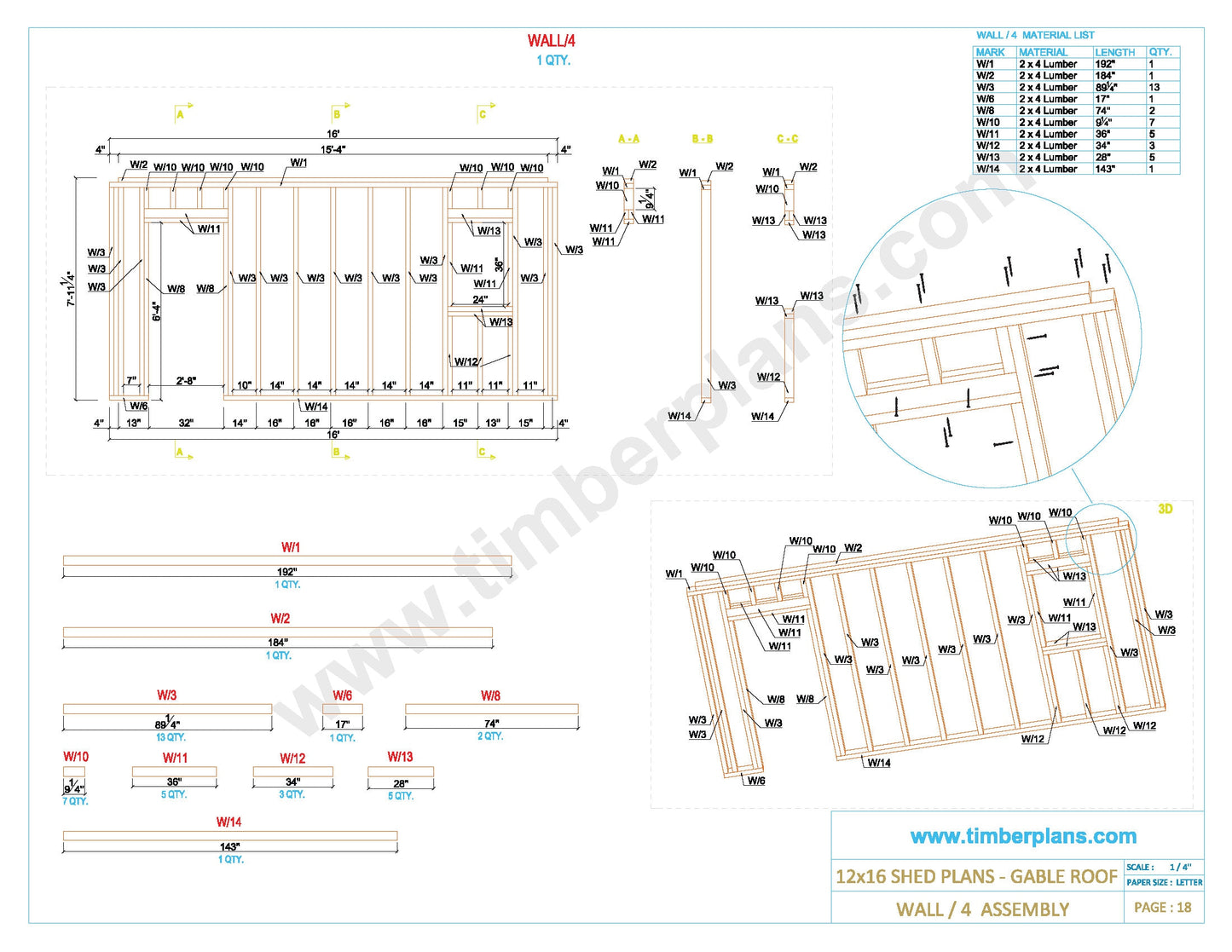 Garden Shed Plans, 12x16 Shed Plans, Barn Plans, Cabin Plans, Office Shed Plans, Backyard Shed Plan, Shed Blueprint DIY, 2 Door Shed, Storage Shed, Storage Barn Plan, Step by step build shed, easy to build shed plan, shed sketchup model, shed render