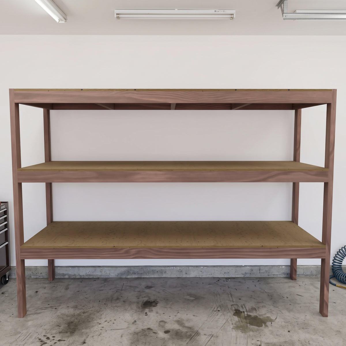 DIY Garage Shelf Plans PDF | 8ft x 36in Deep Storage Shelves | 3-Tier Workshop Shelving Plans