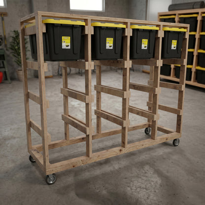 27 Gallon Tote Storage Rack Plans Bundle | 16 Mobile Rack Sizes