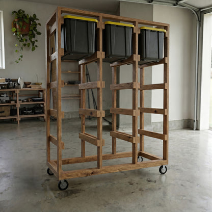 27 Gallon Tote Storage Rack Plans Bundle | 16 Mobile Rack Sizes