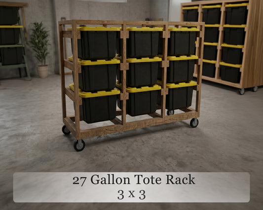 27 Gallon Tote Storage Rack Plans | Mobile 9-Bin Garage Organizer
