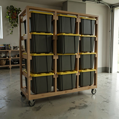 27 Gallon Tote Storage Rack Plans Bundle | 16 Mobile Rack Sizes