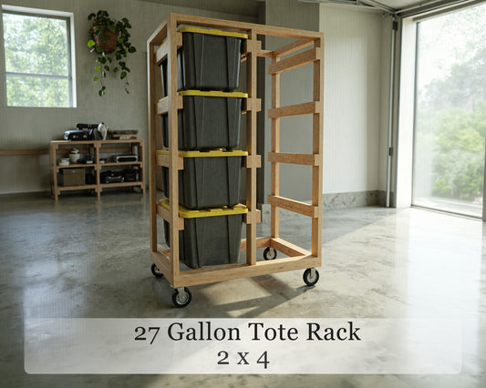 DIY Rolling Tote Storage Rack Plans | 27 Gallon 8-Bin Garage Organizer