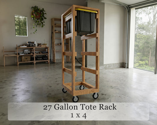 1x4 27 Gallon Tote Storage Rack Build | DIY Rolling Garage Organizer