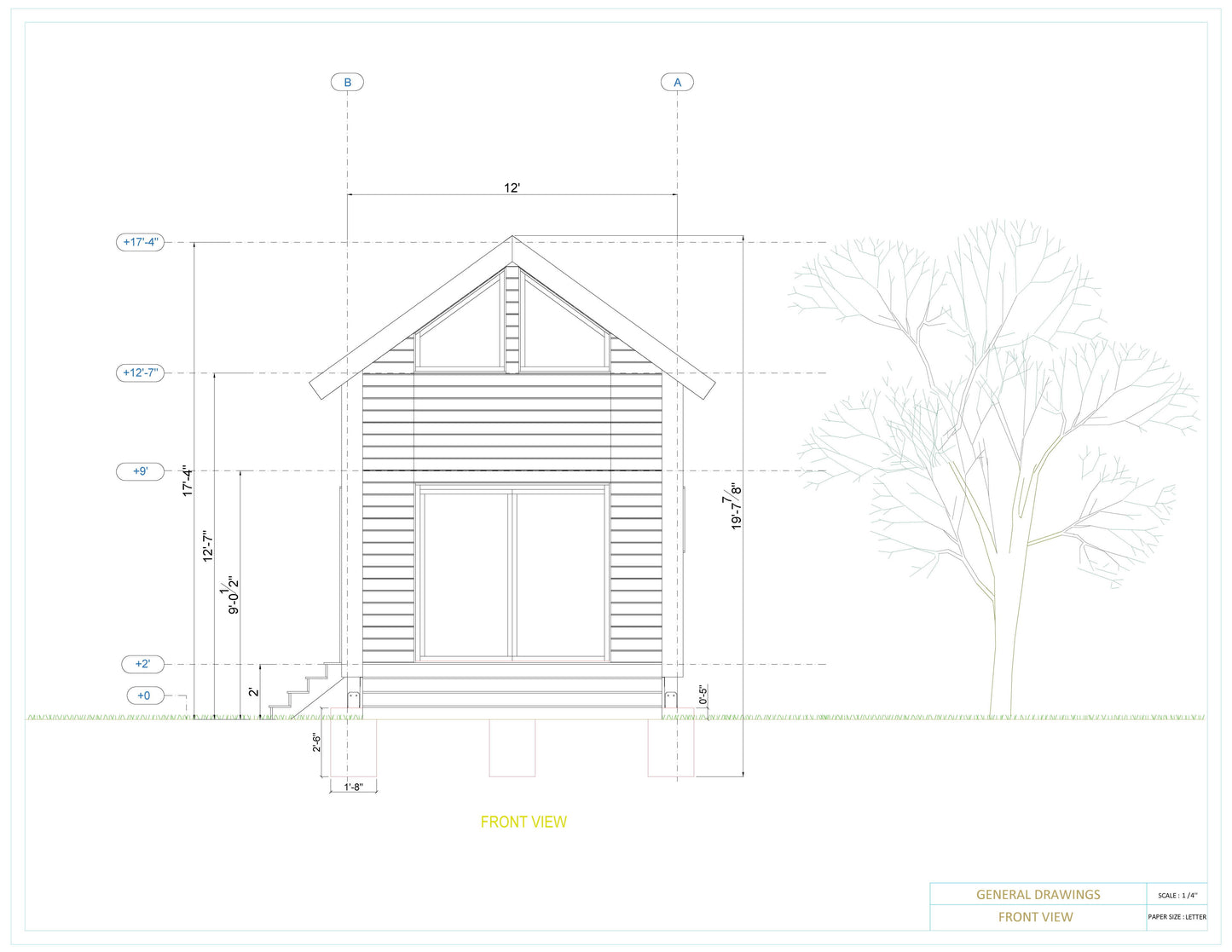 12x28 Gable Roof Tiny House Plan