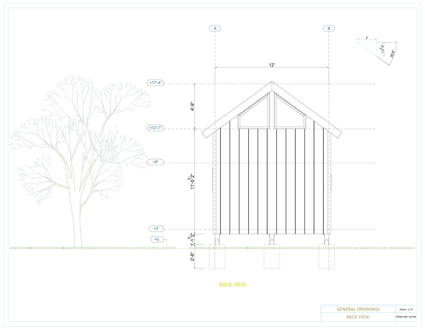 12x28 Gable Roof Tiny House Plan