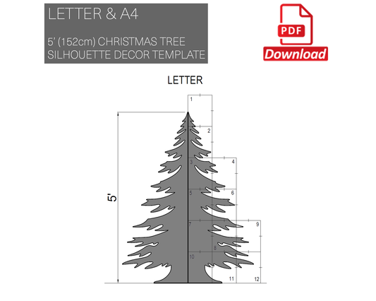5ft Christmas Tree Silhouette Template (PDF)