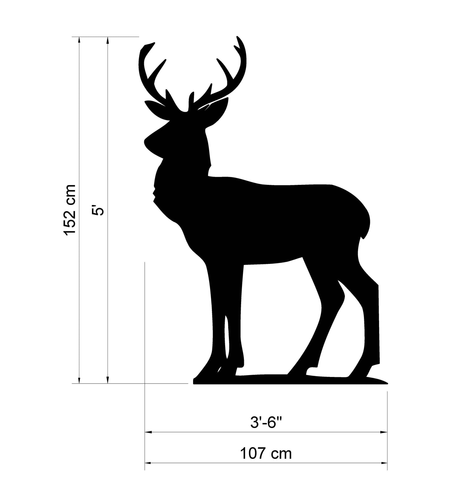 5ft Large Reindeer Silhouette Template (PDF)
