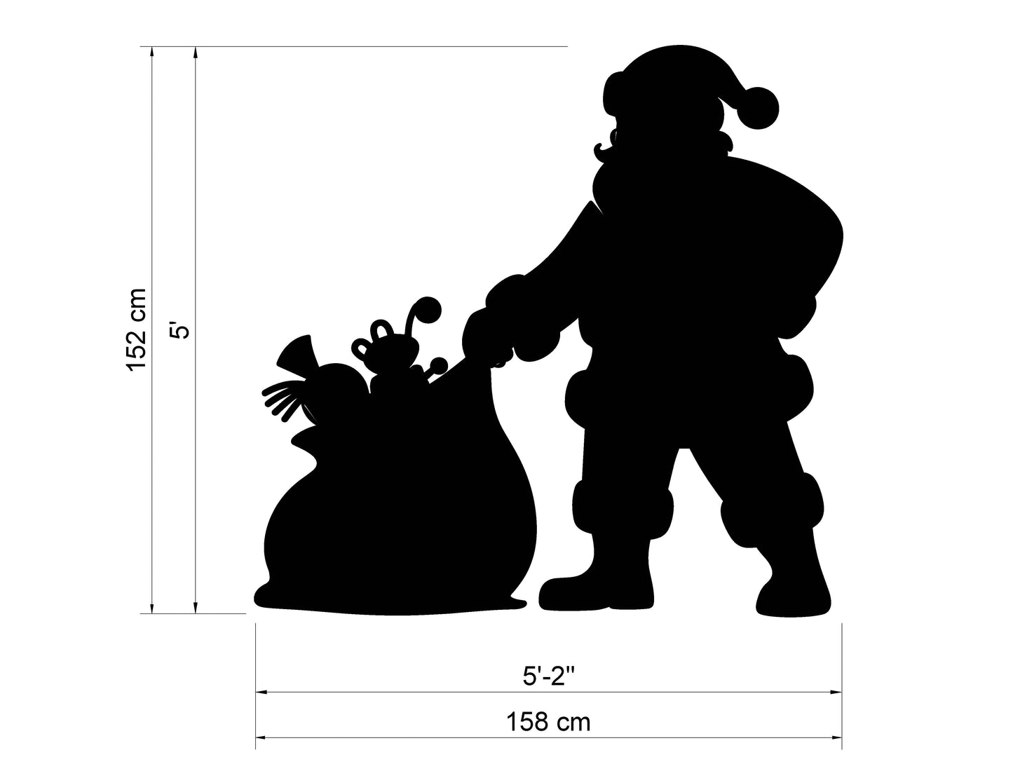 Standing Santa Claus Decor / 5ft Santa With Gift Sack (PDF)