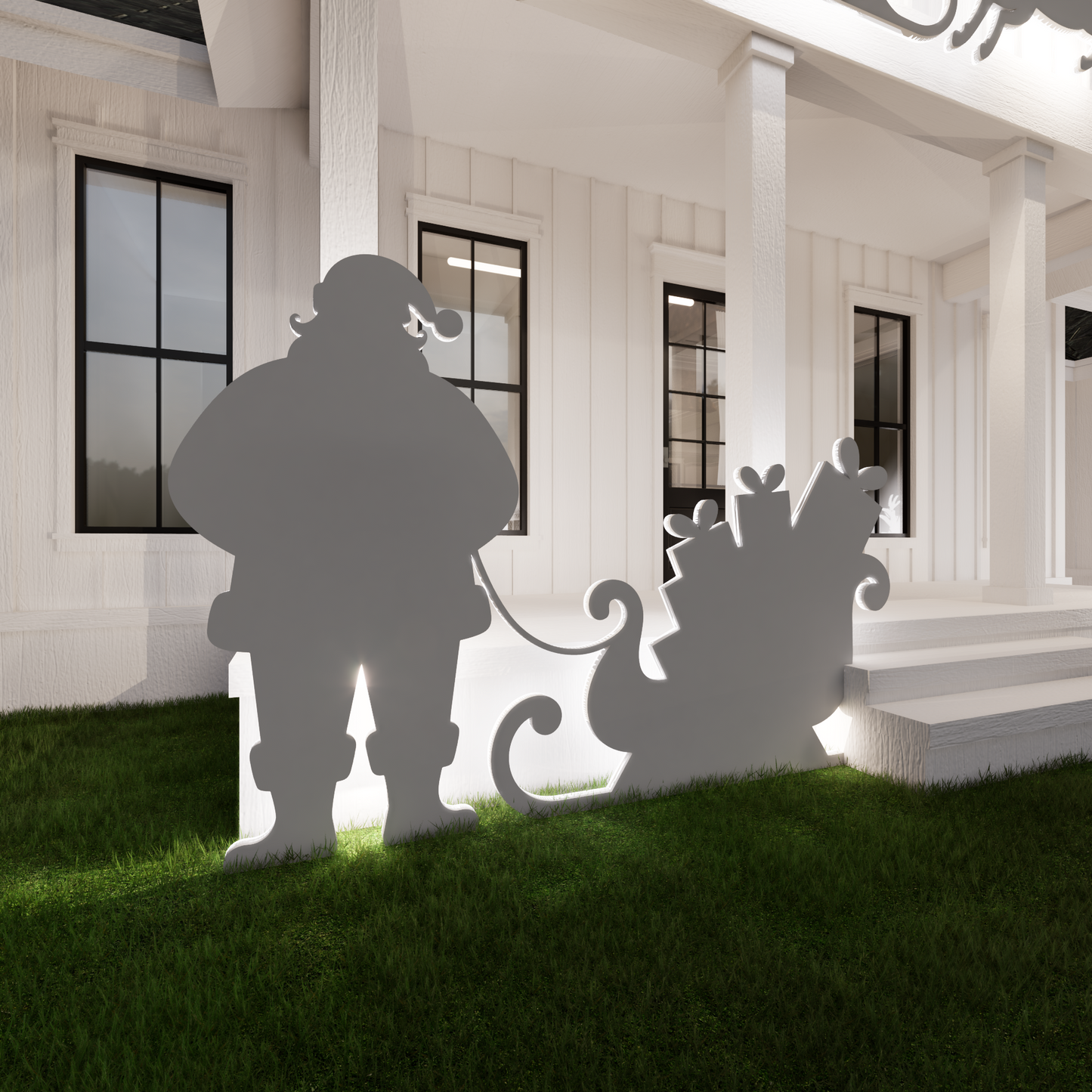 Santa Claus Decor / 5ft Standing Santa and His Sleigh Full of Gifts (PDF)