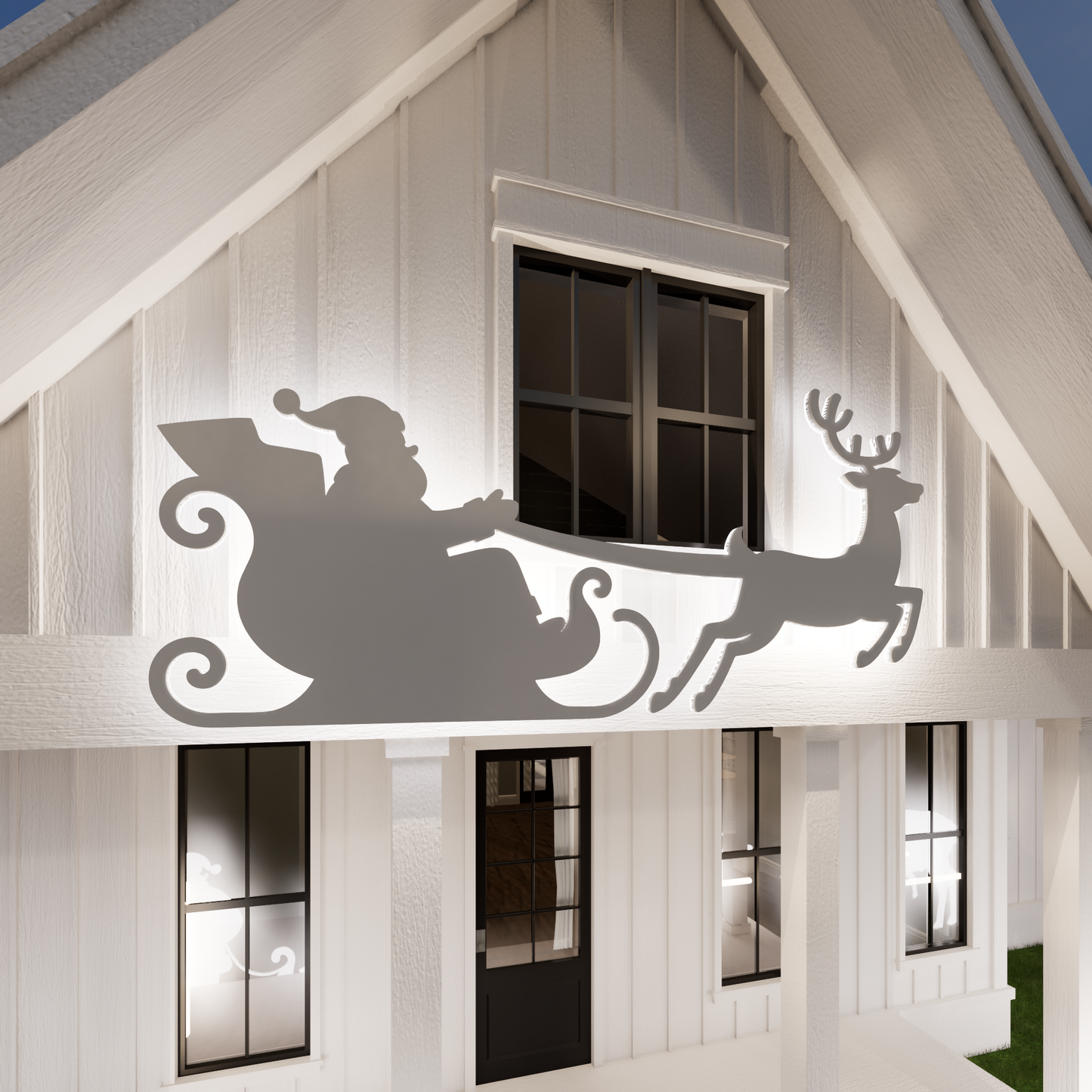 Santa Claus Decor / 4ft Flying Santa's Sleigh & Reindeer Silhouette Template (PDF)