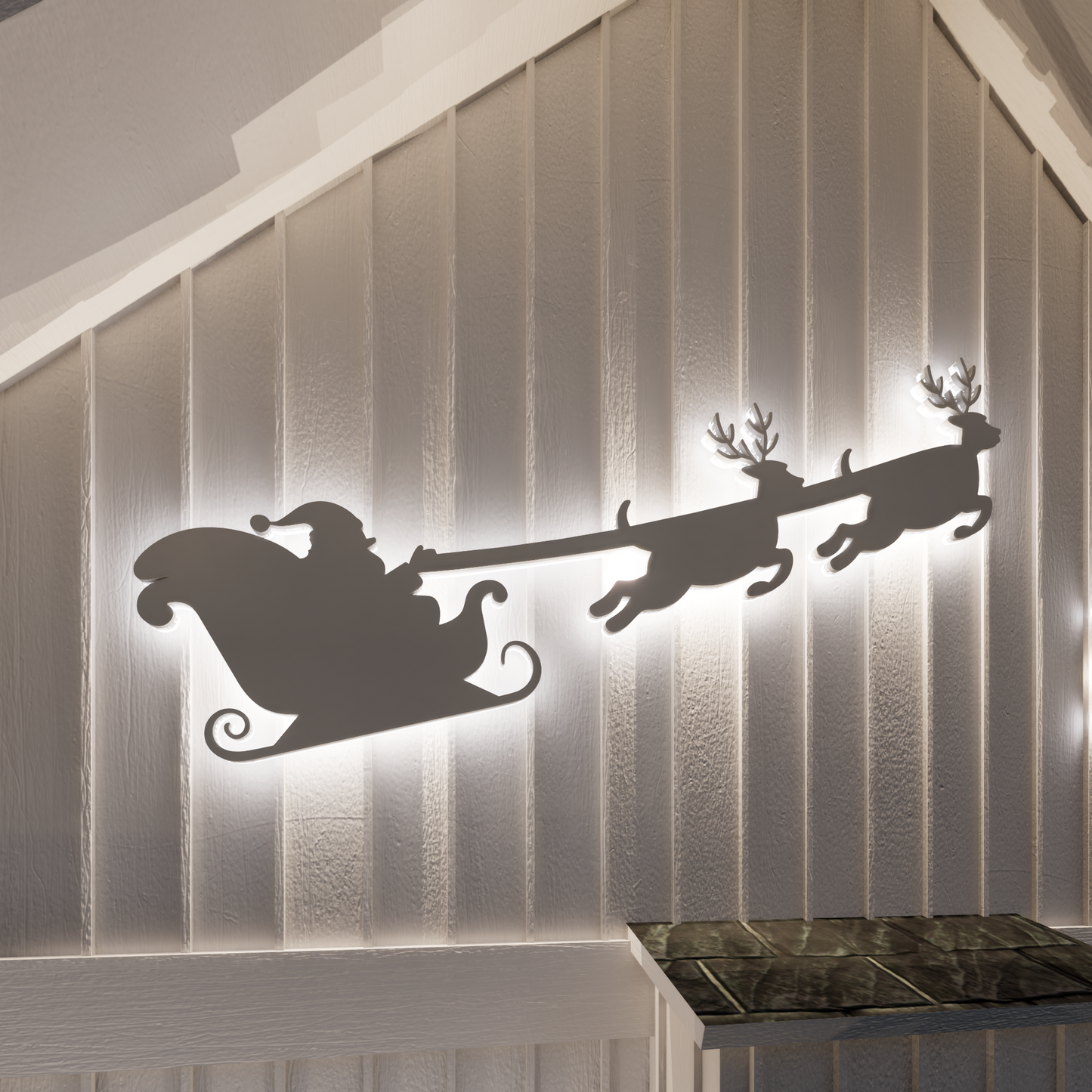 Santa Claus Decor / 4ft Flying Santa's Sleigh & Reindeer Silhouette Template (PDF)