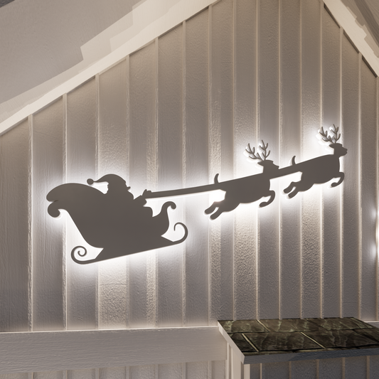Santa Claus Decor / 4ft Flying Santa's Sleigh & Reindeer Silhouette Template (PDF)