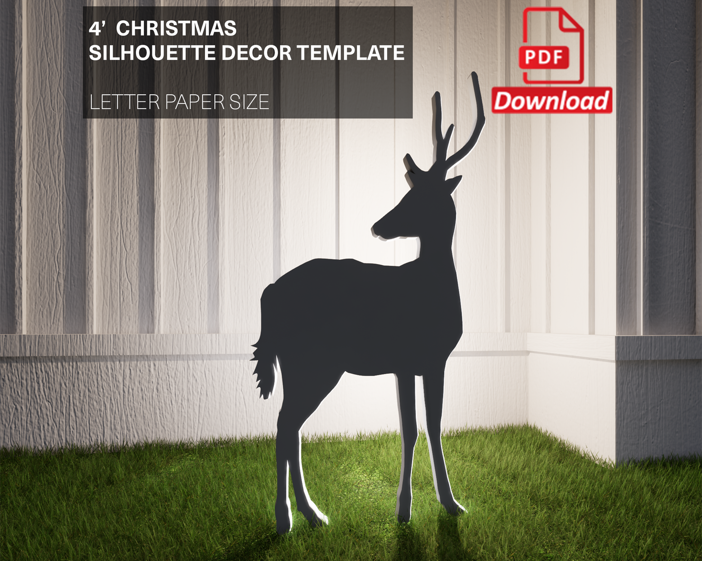 4ft Baby Reindeer / Reindeer Calf Silhouette Template (PDF)