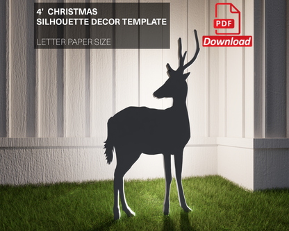 4ft Baby Reindeer / Reindeer Calf Silhouette Template (PDF)