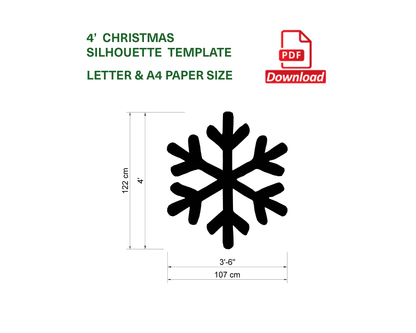 Snowflake Silhouette Template / 4ft Flake Christmas Silhouette Decor (PDF)