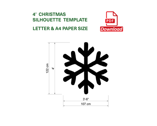 Snowflake Silhouette Template / 4ft Flake Christmas Silhouette Decor (PDF)
