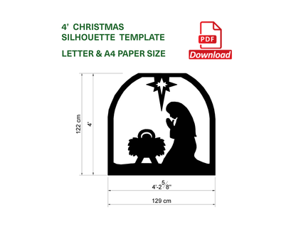 Christmas Nativity Silhouette Template | Printable Trace & Cut Stencil (PDF)