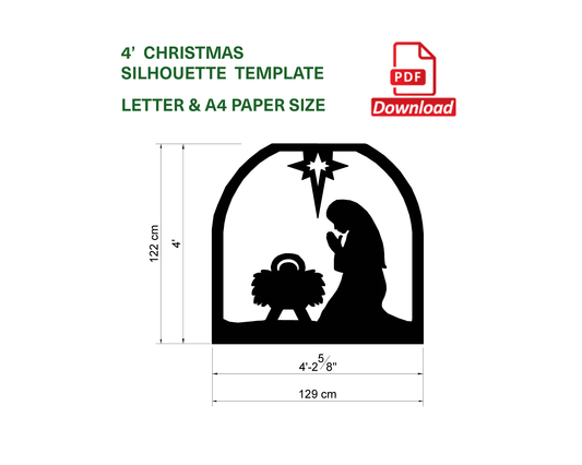 Christmas Nativity Silhouette Template | Printable Trace & Cut Stencil (PDF)