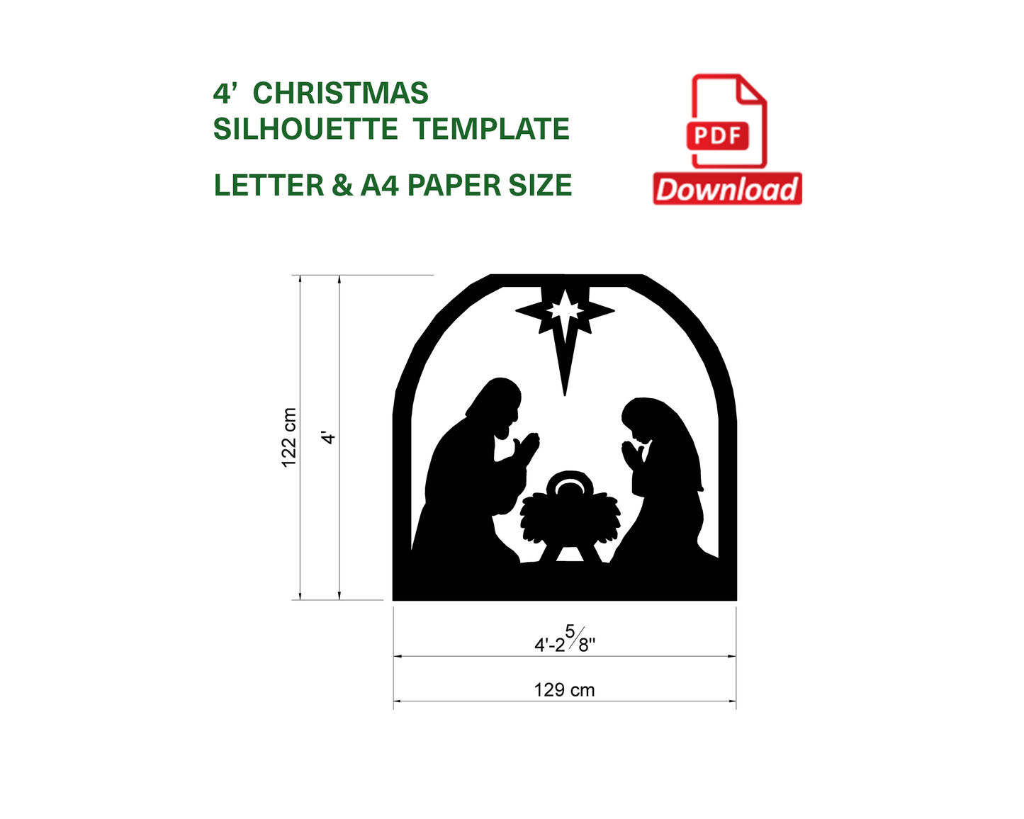 Christmas Nativity Template Printable / Trace And Cut Nativity Silhouette (PDF)