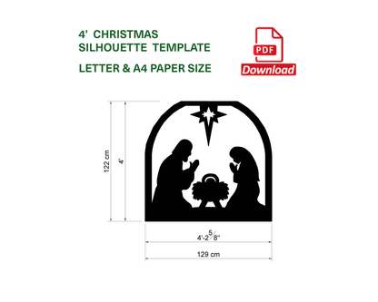 Christmas Nativity Template Printable / Trace And Cut Nativity Silhouette (PDF)