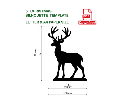 5ft Reindeer Calf Template | Large Christmas Reindeer Stencil (PDF)