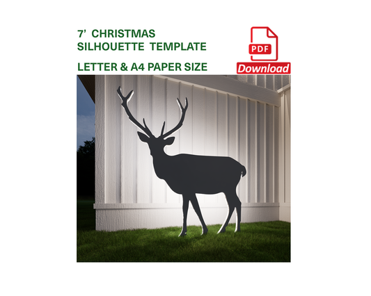 7ft Life Size Reindeer Silhouette | Deer Outdoor Decoration Pattern (PDF)