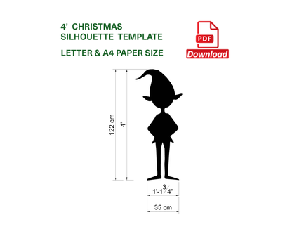4ft Santa's Elve Silhouette Template / Christmas Silhouette Decor (PDF)
