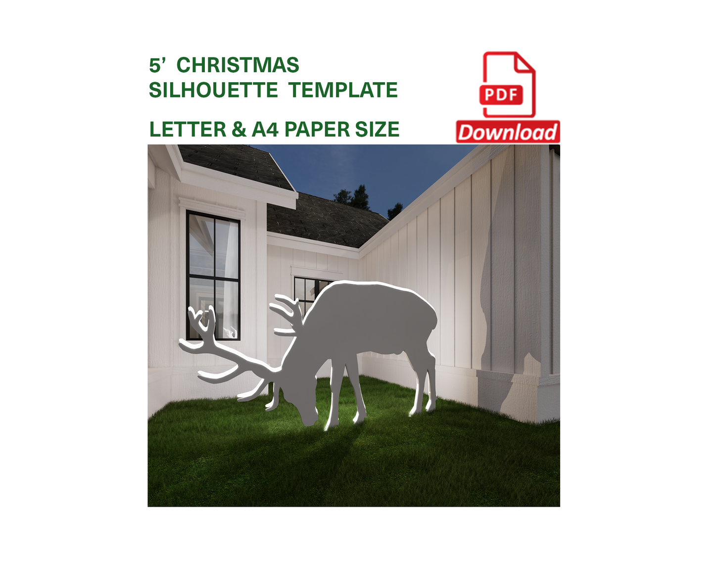 5ft Reindeer Silhouette (PDF)