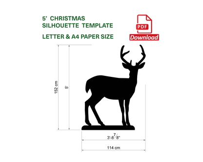 5ft Reindeer Calf Silhouette Template | Christmas Stencil (PDF)