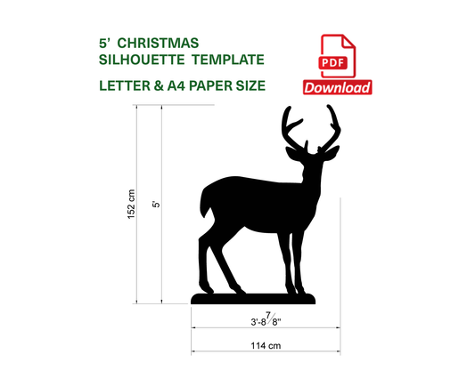 5ft Reindeer Calf Silhouette Template | Christmas Stencil (PDF)