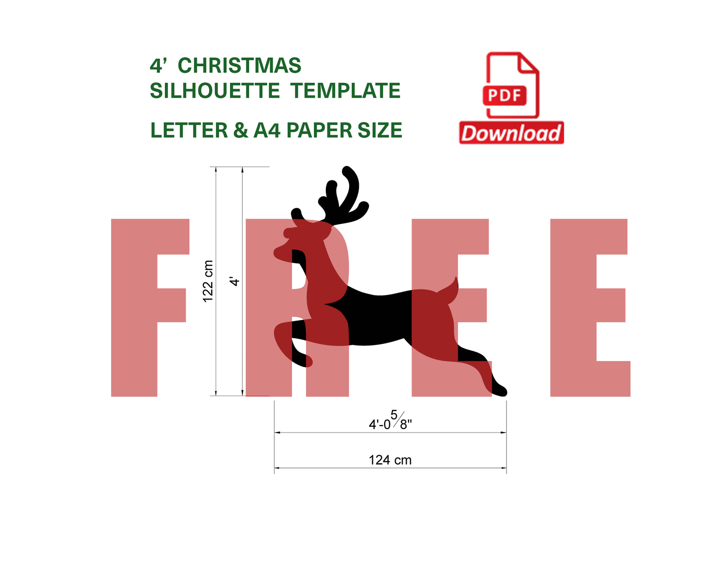 4ft Reindeer Calf / Baby Reindeer Silhouette Template (FREE)