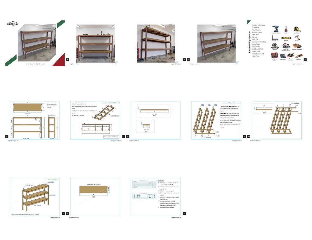 Garage Storage Shelves Plans PDF | 8ft 3-Tier 2x4 Shelving Unit | DIY Workshop Shelf Plans