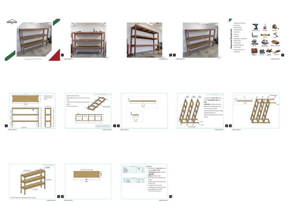Garage Storage Shelves Plans PDF | 8ft 3-Tier 2x4 Shelving Unit | DIY Workshop Shelf Plans