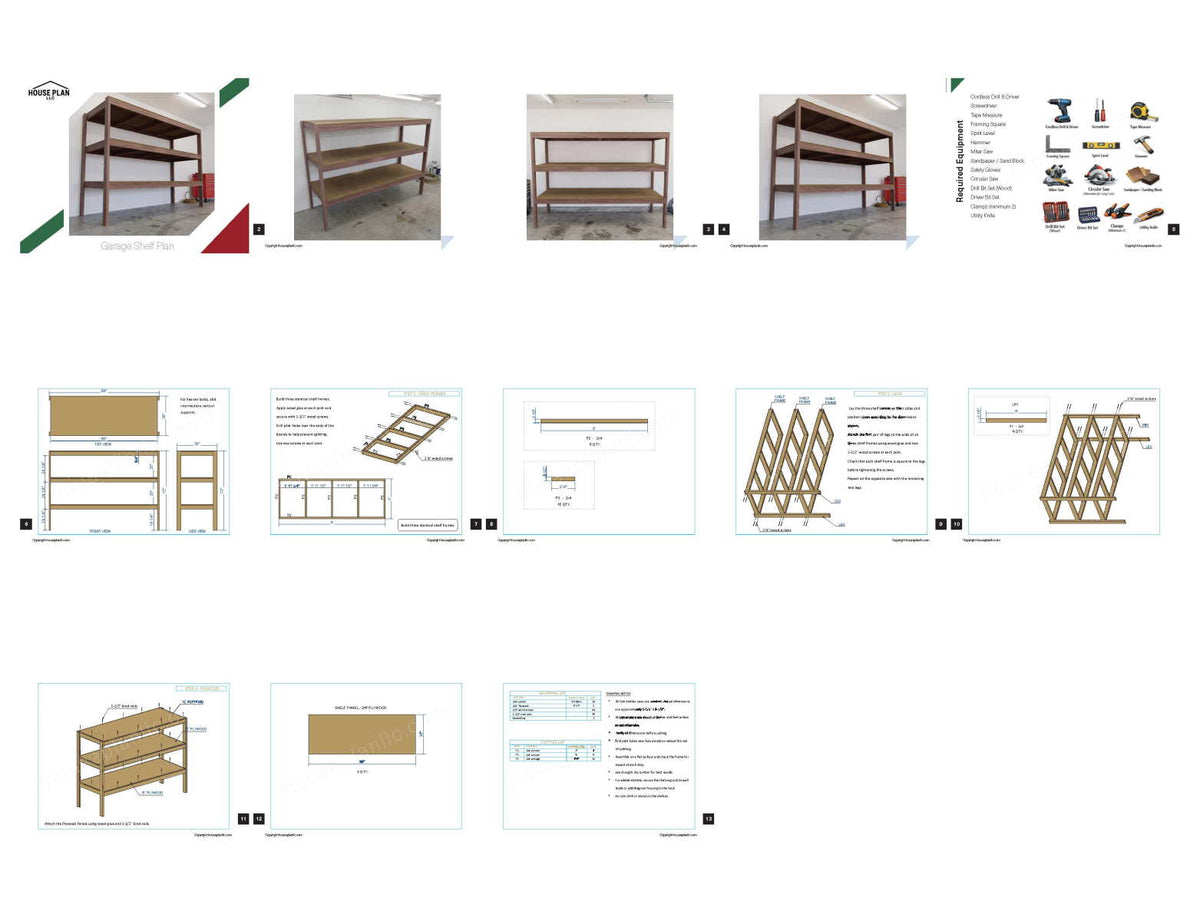 DIY Garage Shelf Plans PDF | 8ft x 36in Deep Storage Shelves | 3-Tier Workshop Shelving Plans