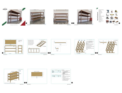 DIY Garage Shelf Plans PDF | 8ft x 36in Deep Storage Shelves | 3-Tier Workshop Shelving Plans