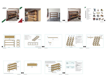 Garage Shelving Plans PDF | Reinforced 8ft Garage Storage Shelves | DIY 3-Tier Shelf Plans