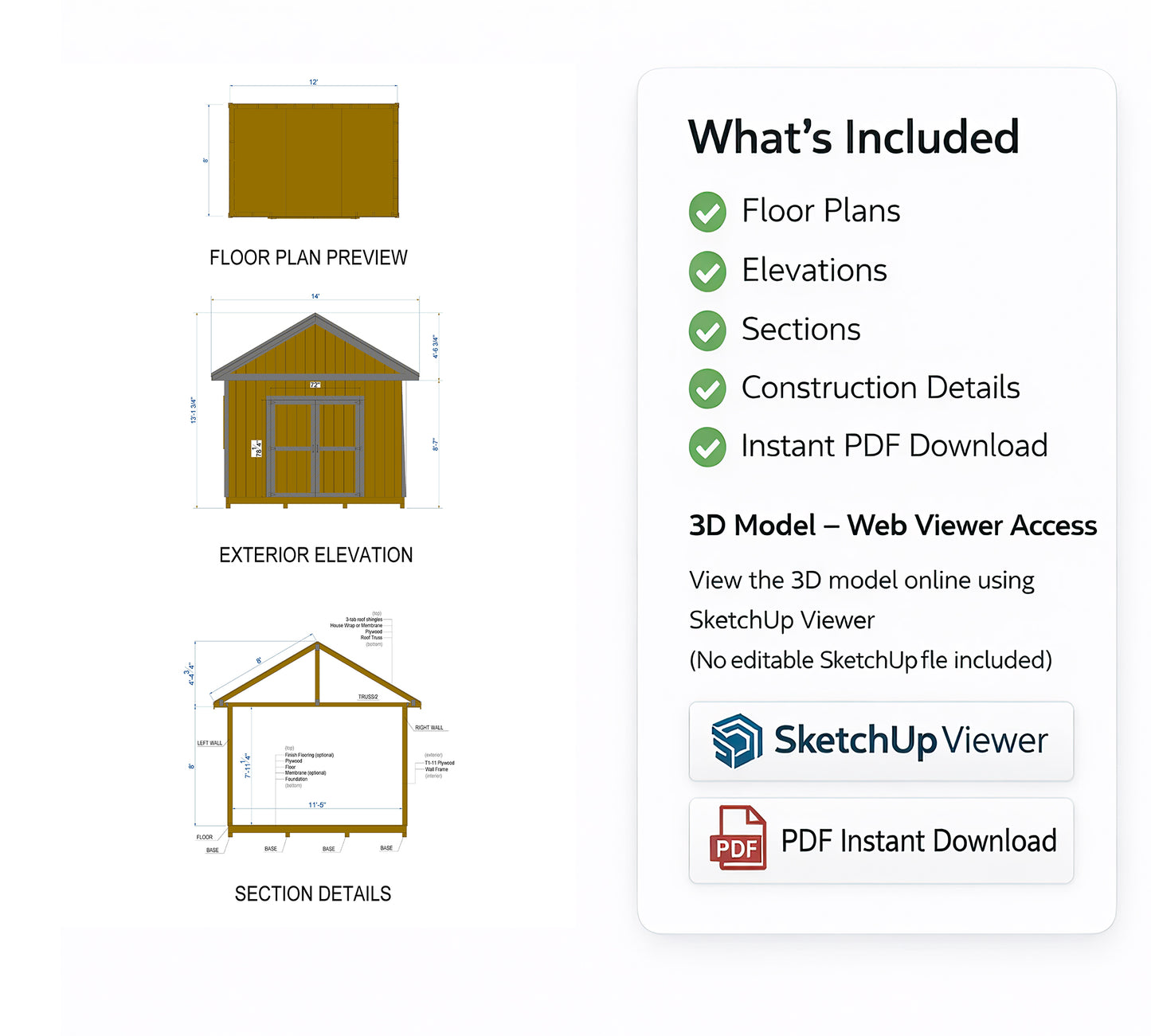 12x8 Garden Shed Plan