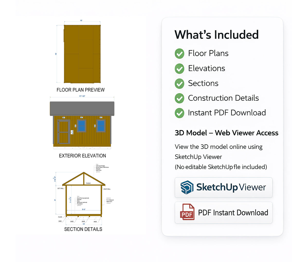 She Shed Plans | 16x10 Garden Studio , Play House