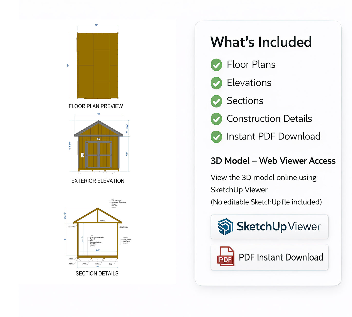 10x16 Garden Shed Plan