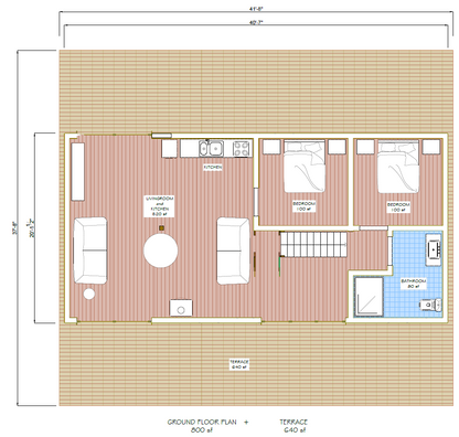 20x40 Barndominium Cabin House Plan