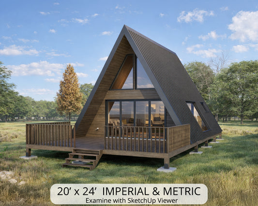 20x24 A Frame Tiny House Plan