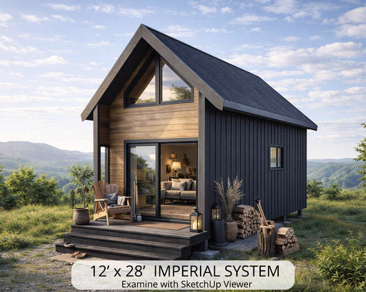 12x28 Gable Roof Tiny House Plan