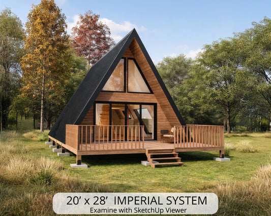 20x28 A Frame Cabin Plan