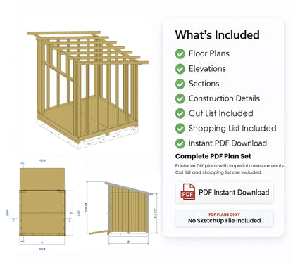 8x8 Lean-To Shed Plans | Backyard Storage Blueprint