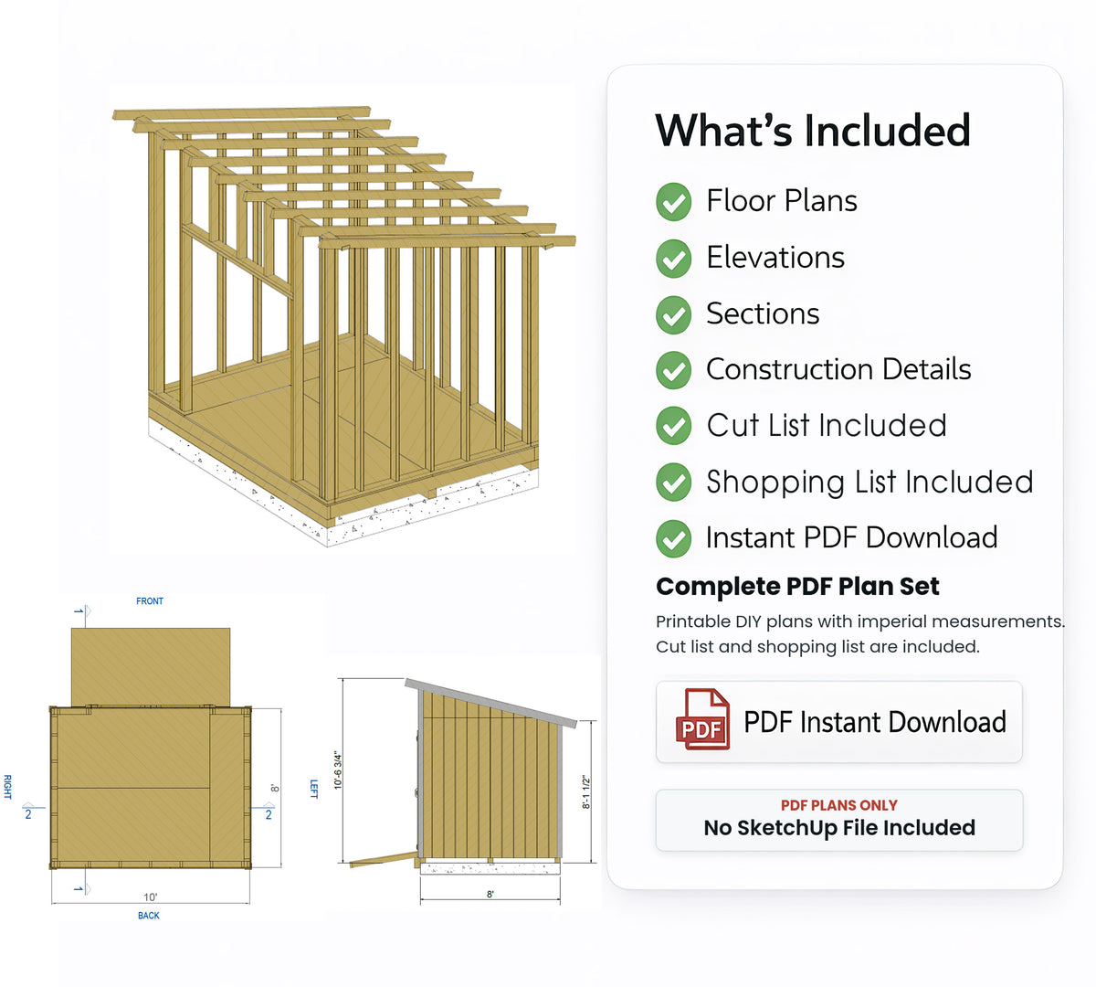 Lean-To Shed Plans | 8x10 DIY Backyard Storage