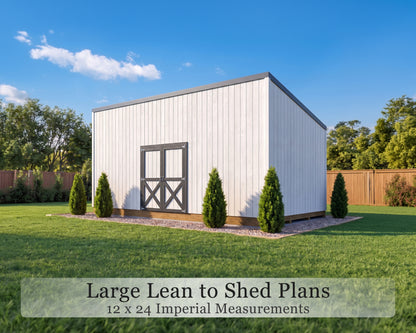 Large Lean-To Shed Plans | 12x24 Backyard Storage Building
