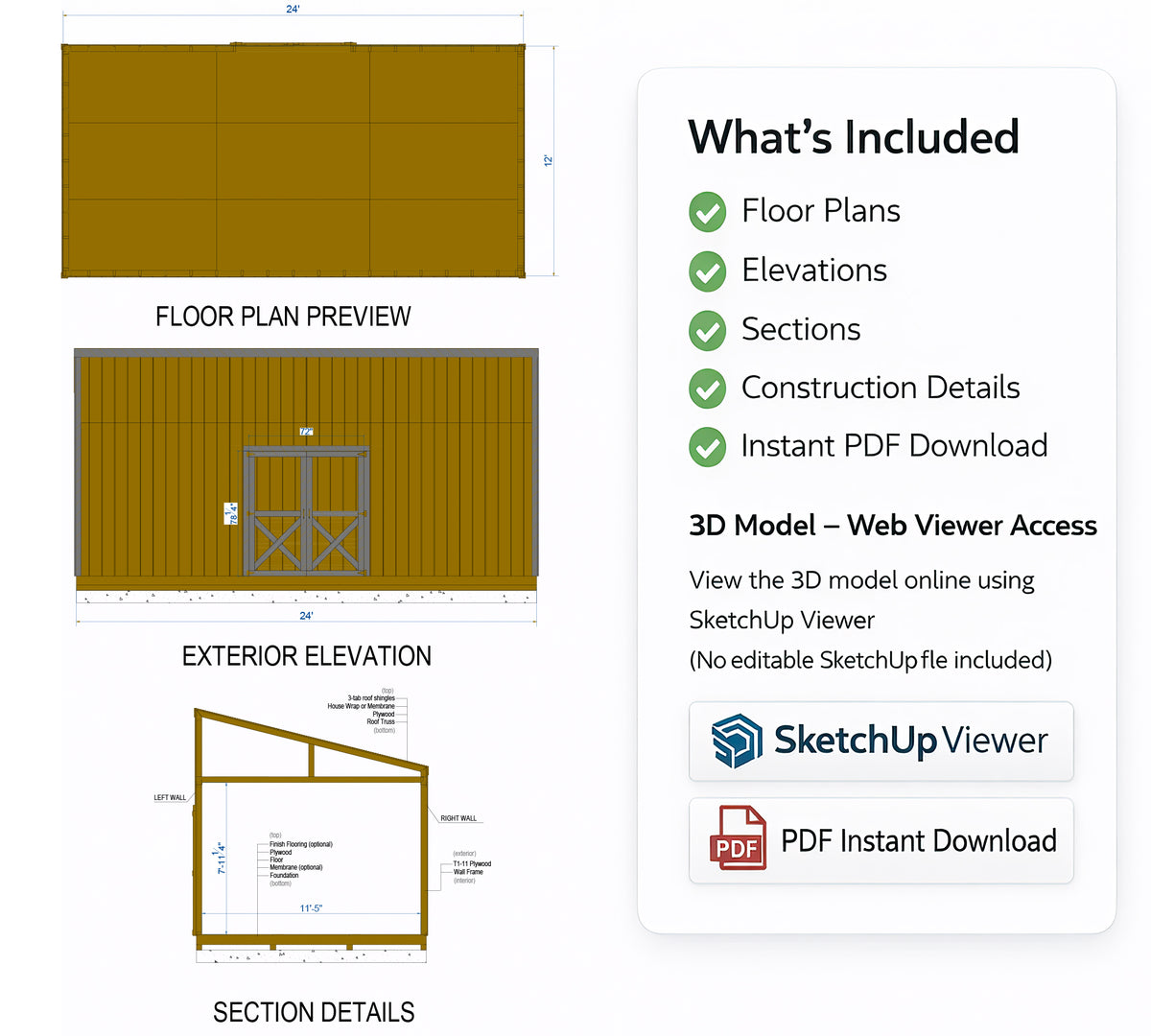 10x24 Lean-To Shed Plans | DIY Backyard Storage Building