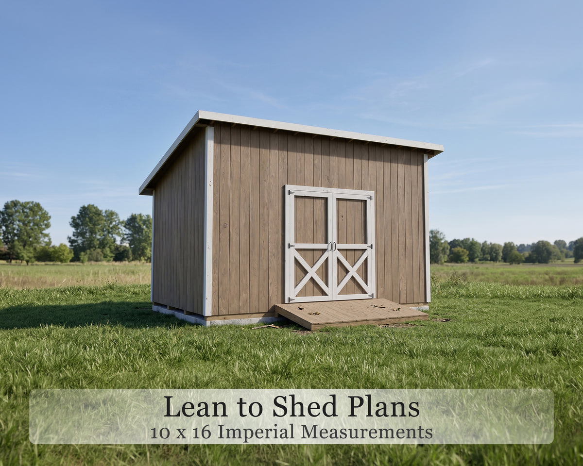 10x16 Lean-To Shed Plans | Sloped Roof Outdoor Storage Building