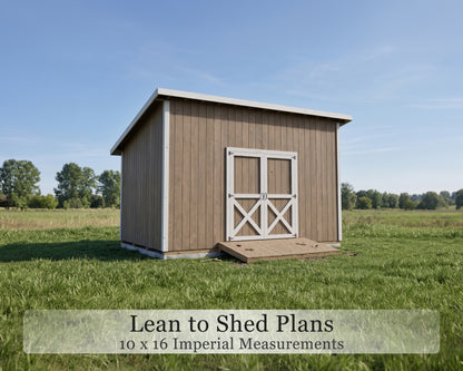 10x16 Lean-To Shed Plans | Sloped Roof Outdoor Storage Building
